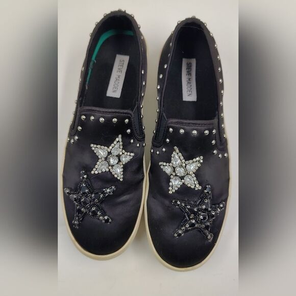Steve Madden Rhinestone Bead Star Embellished Slip-On Sneakers Sz 9 - Picture 12 of 16